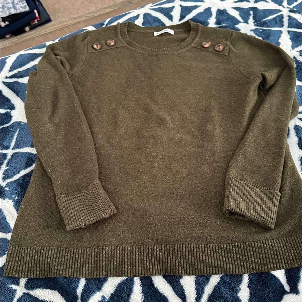 Dark Green Pink Clover Sweater (L)